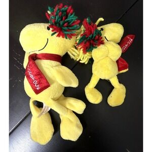 2 Peanuts Woodstock Plush Stuffed Animal Christmas Character, 12" and 7" EUC